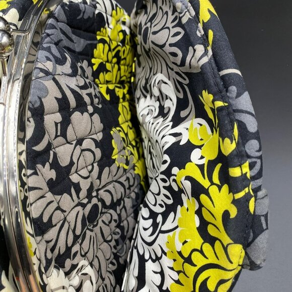 Vera Bradley Retired Yellow Black Baroque Eloise Kisslock Satchel Handbag - Picture 6 of 13